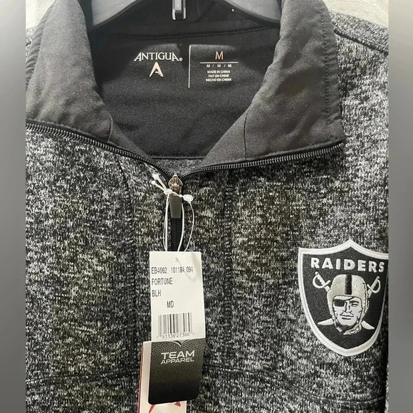 Antigua Raiders men’s heathered black and gray 1/4 zip fleece - Picture 8 of 10